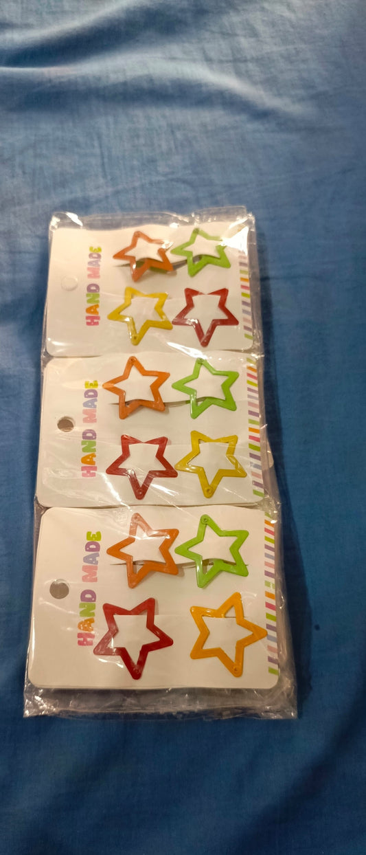 4 PC star pins for girls/Korean hair star pins /candy colors pins