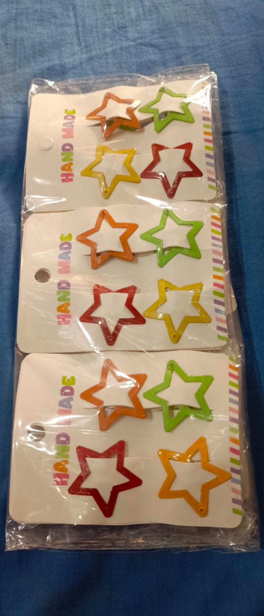 4 PC star pins for girls/Korean hair star pins /candy colors pins